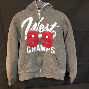 Lee Sherpa Lined Jacket Boys Full Zip Hoodie S 7/8 Charcoal Colored